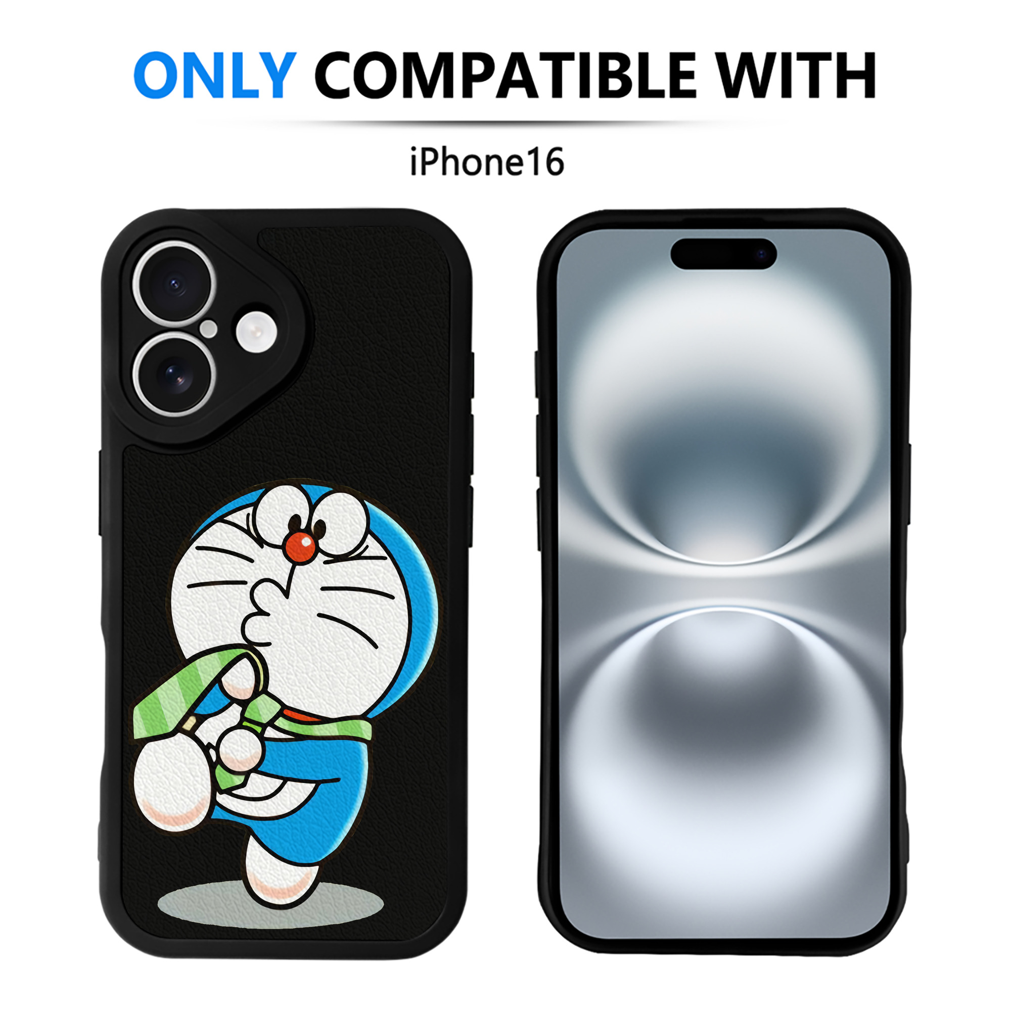 （画像用） ドラえもん Doraemon 【iPhone 16シリーズ対応】シリコンスマホケース（レザー調） 材質：シリコン